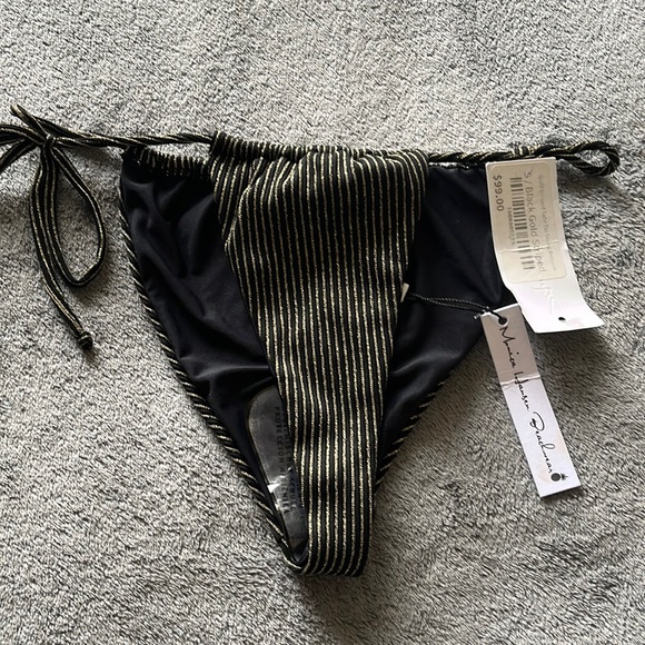 NWT 👙MONICA HANSEN GOLD STRIPE TIE SIDE BIKINI BOTTOM👙 - Picture 3 of 6